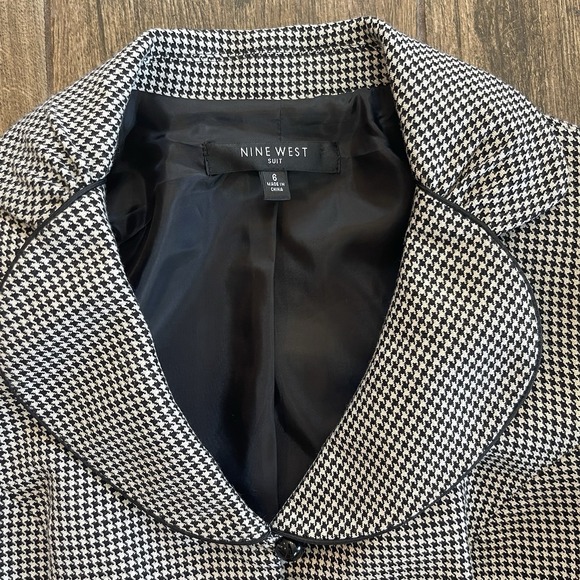 VTG Nine West Workwear 6 Two-Piece Suit Houndstooth Black & White Academia - Picture 5 of 16